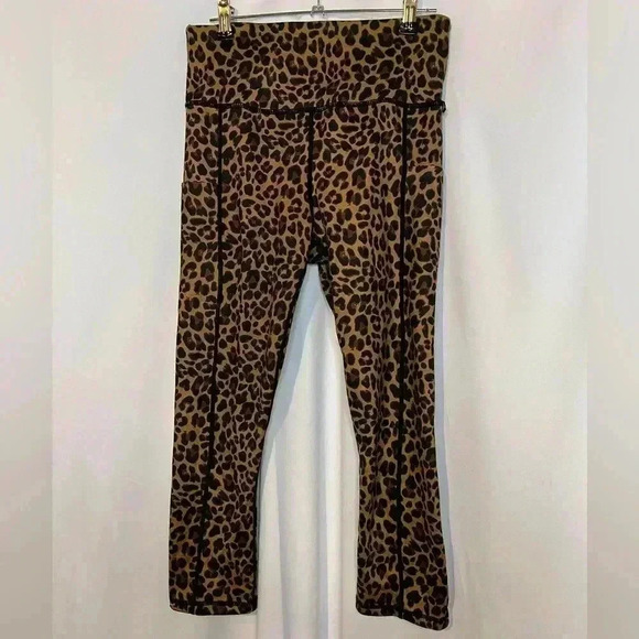 Oughes Women’s Leopard Cheetah Leggings Side Pockets - Picture 1 of 3